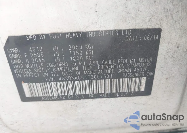 4S3BNAC61F3007501: 42571595