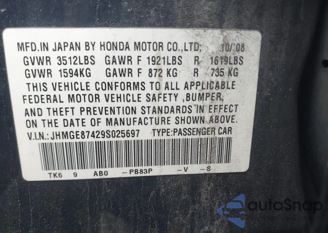 JHMGE87429S025697: 42571619