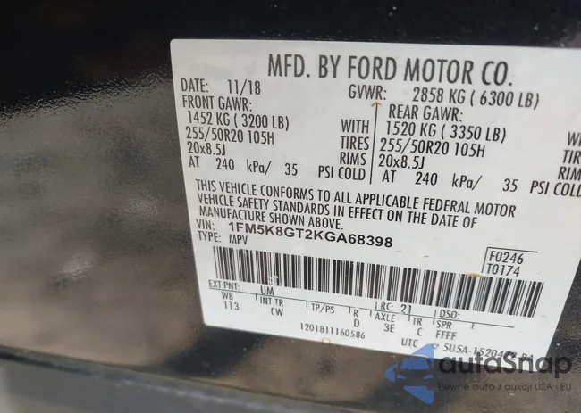 1FM5K8GT2KGA68398: 42571730