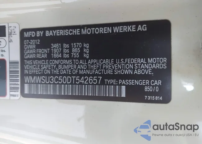 WMWSU3C50DT542657: 42571831