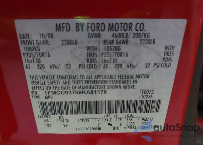 1FMCU93769KA81176: 42571113