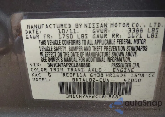 3N1CN7AP2CL848880: 42572531