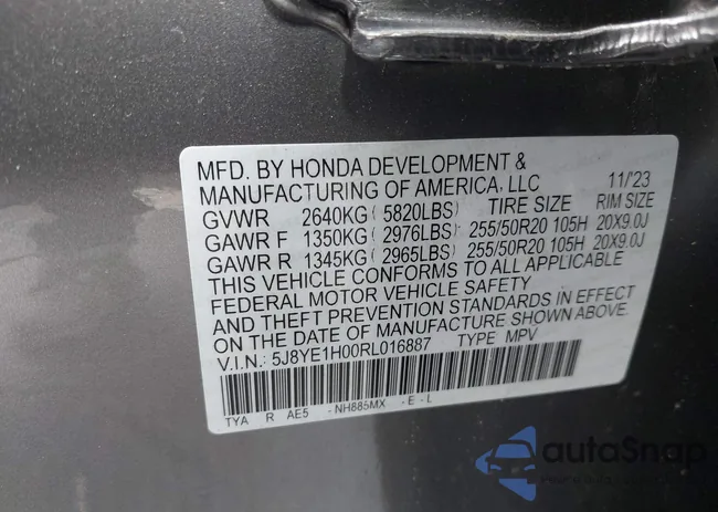 5J8YE1H00RL016887: 42572933