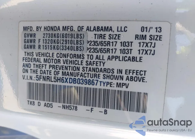 5FNRL5H6XDB039867: 42572946