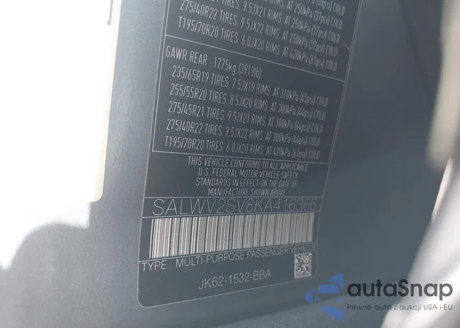 SALWV2SV8KA416366: 42572131