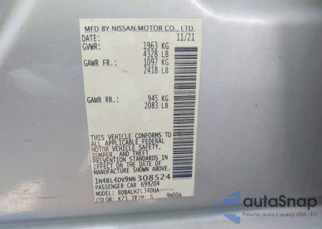 1N4BL4DV9NN308524: 42572226