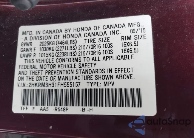 2HKRM3H31FH555157: 42572294