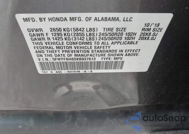 5FNYF6H65KB037613: 42573611