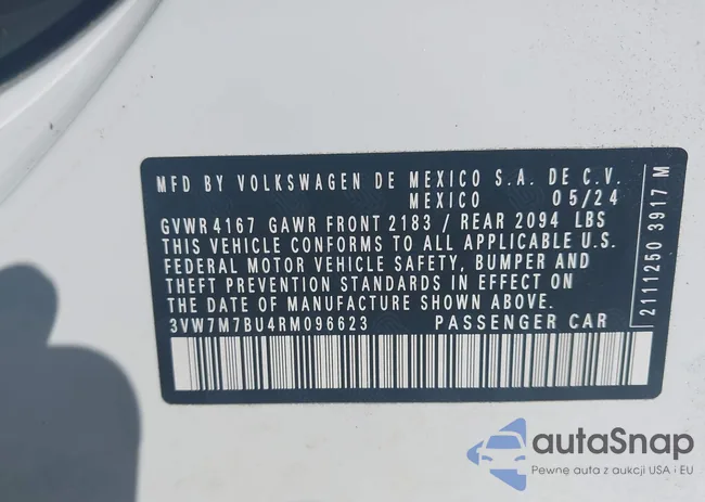 3VW7M7BU4RM096623: 42573663