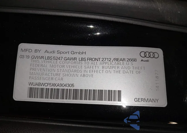 WUABWCF5XKA904305: 42573677