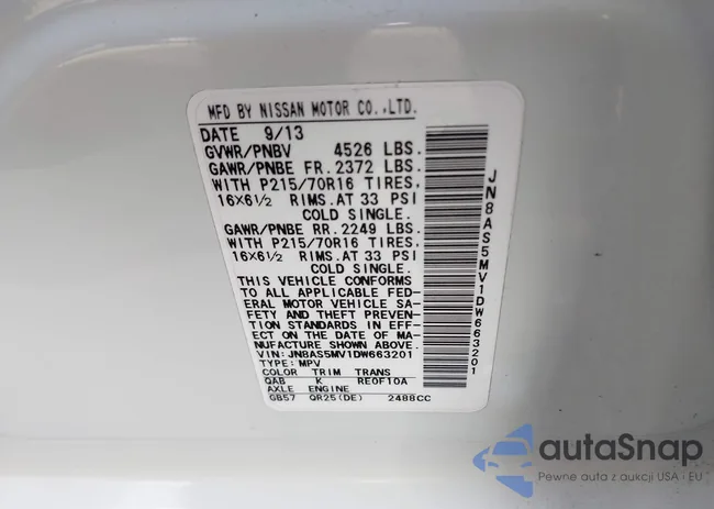 JN8AS5MV1DW663201: 42573811