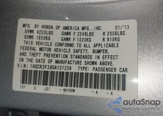 1HGCR2F38DA101238: 42573881