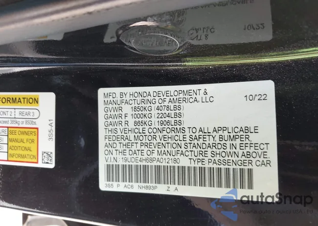 19UDE4H68PA012180: 42573993
