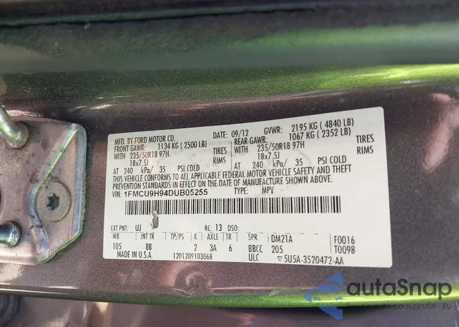 1FMCU9H94DUB05255: 42574007