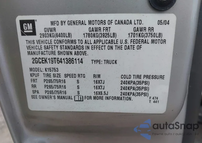 2GCEK19T641386114: 42573231