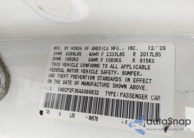 1HGCP2F36AA066832: 42573486