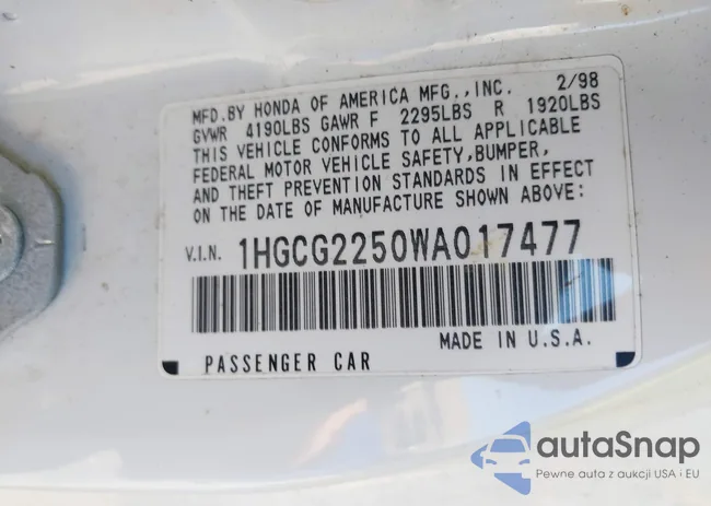 1HGCG2250WA017477: 42574786