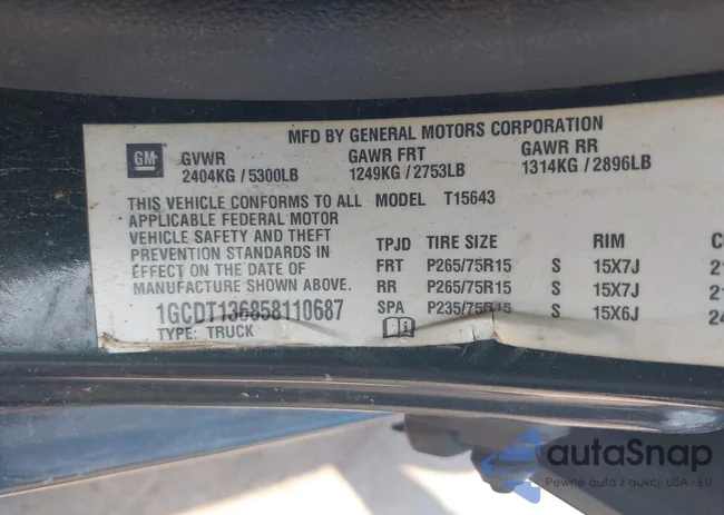 1GCDT136858110687: 42574123