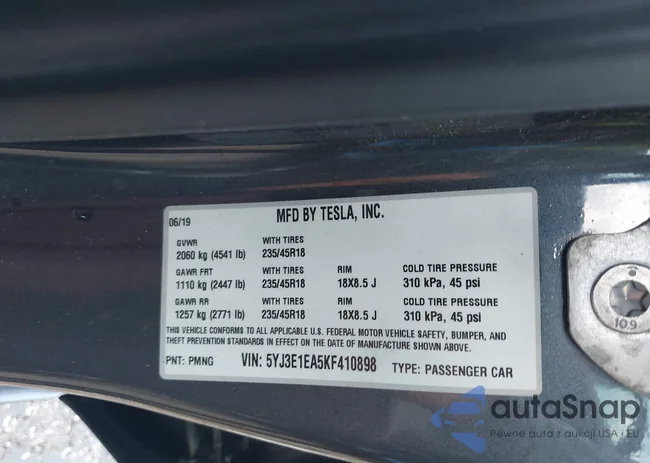 5YJ3E1EA5KF410898: 42574147