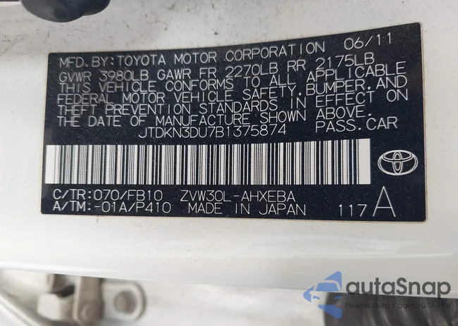 JTDKN3DU7B1375874: 42574203