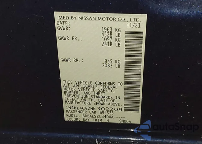 1N4BL4CV2NN302209: 42574413