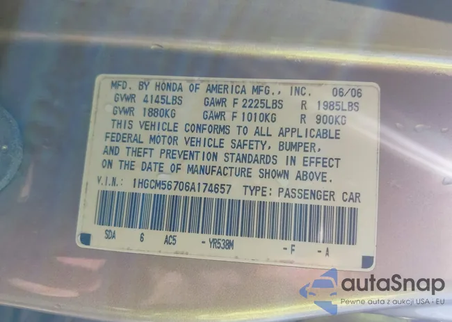 1HGCM56706A174657: 42575539