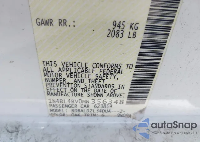 1N4BL4BV0MN356348: 42575718