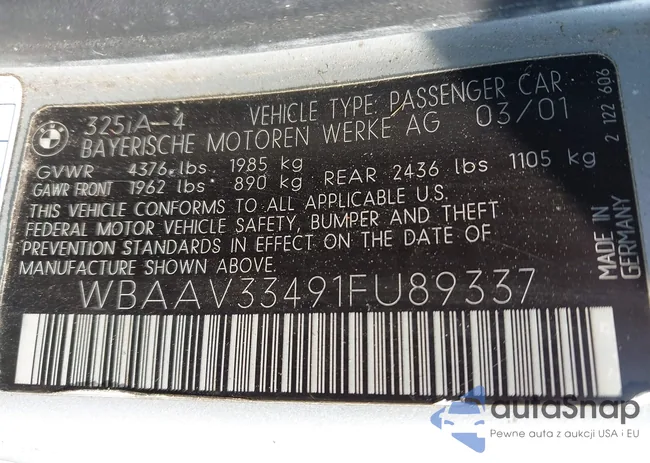 WBAAV33491FU89337: 42575749