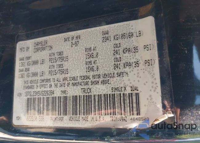 1B7GL23X5VS226394: 42575893