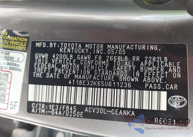 4T1BE32K65U611236: 42575908