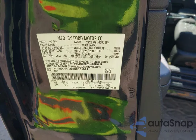 1FMCU9DG2CKC01691: 42575974