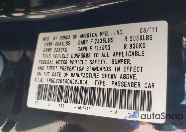 1HGCS2B80CA000604: 42576710