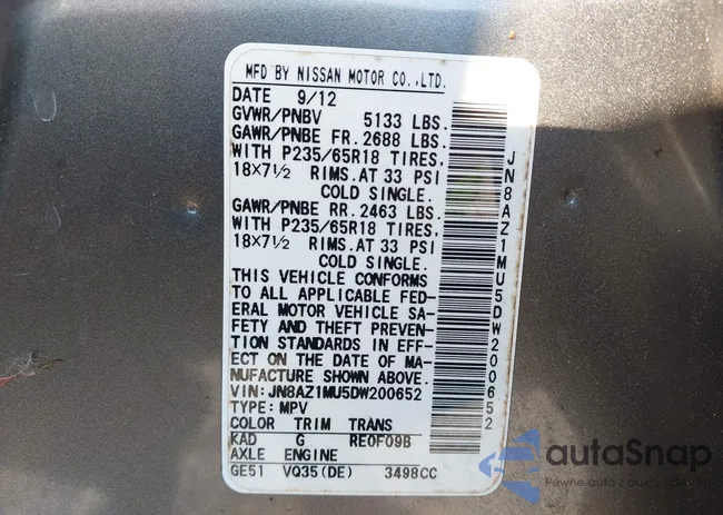 JN8AZ1MU5DW200652: 42576768