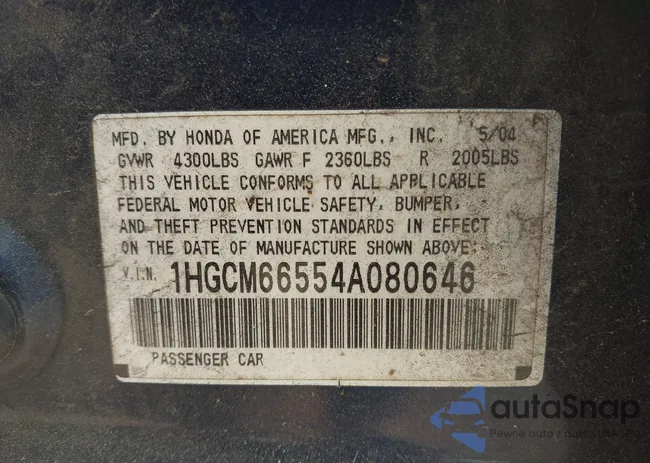 1HGCM66554A080646: 42576889