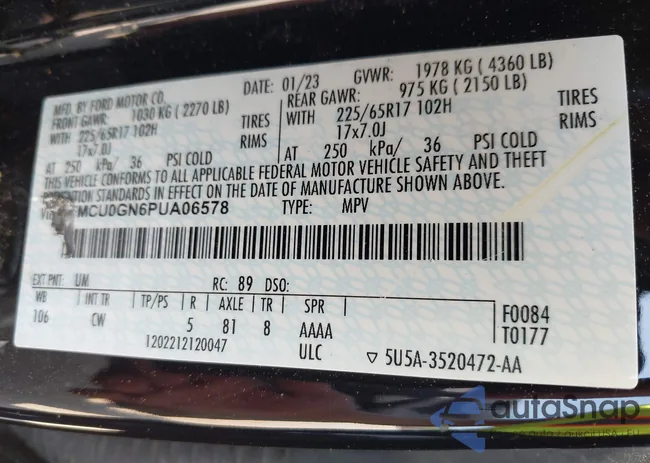 1FMCU0GN6PUA06578: 42576945