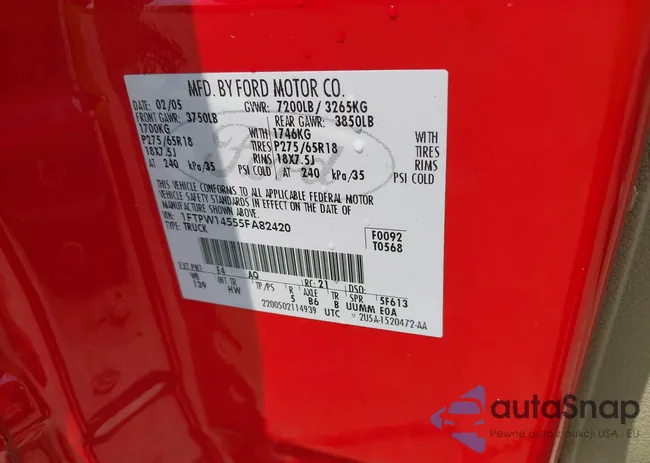 1FTPW14555FA82420: 42576949