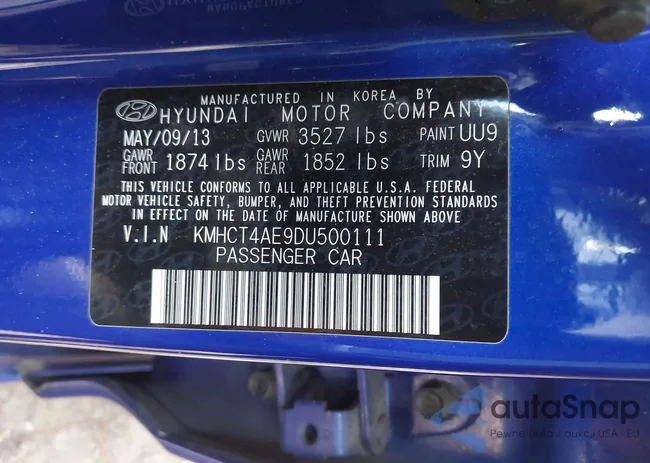 KMHCT4AE9DU500111: 42577058