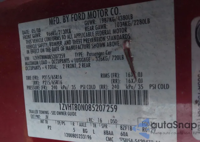 1ZVHT80N085207259: 42576121