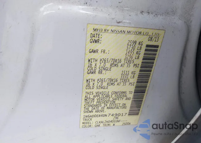 1N6AD0ER4DN749017: 42576284