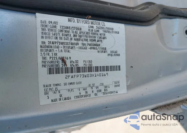 2FAFP73W03X140169: 42576325