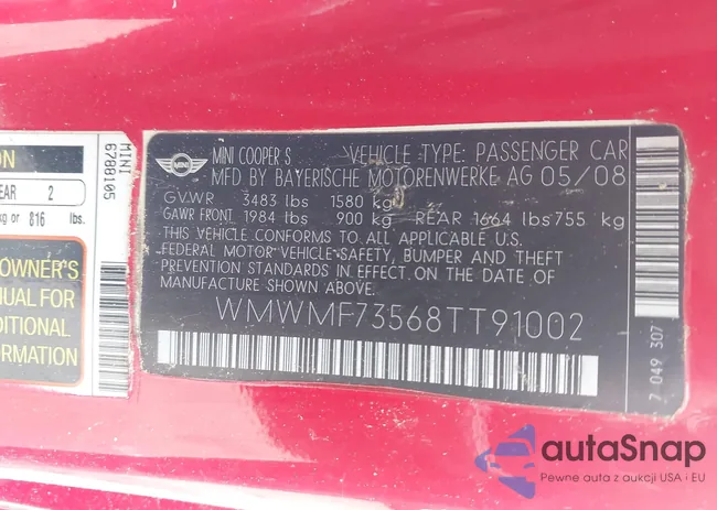 WMWMF73568TT91002: 42577703