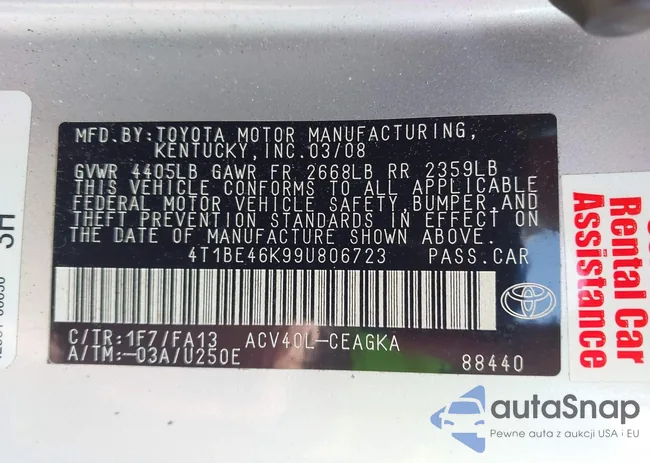 4T1BE46K99U806723: 42577787