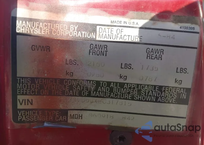 1B3BV55GXEG317815: 42577825