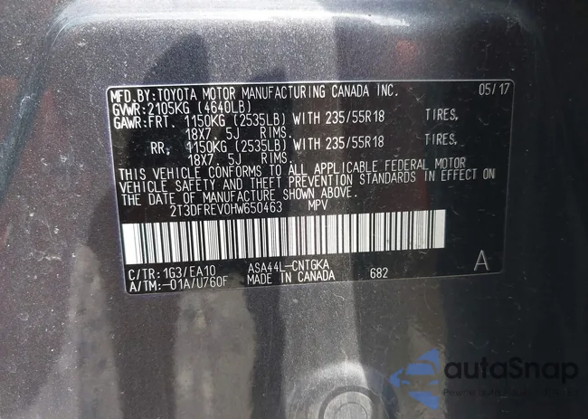 2T3DFREV0HW650463: 42577845