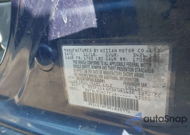 3N1CN7AP3KL835991: 42577886