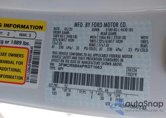 3FMCR9B64PRD71063: 42578875