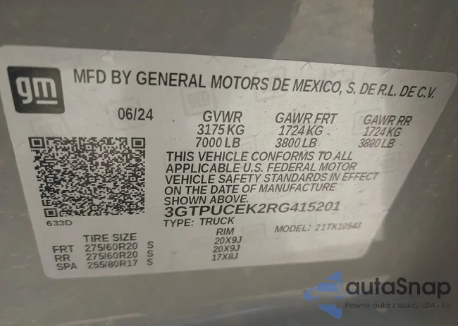 3GTPUCEK2RG415201: 42579077