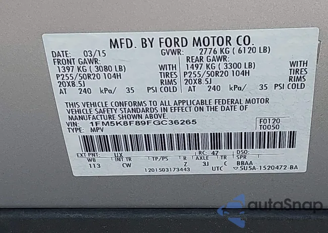 1FM5K8F89FGC36265: 42578134