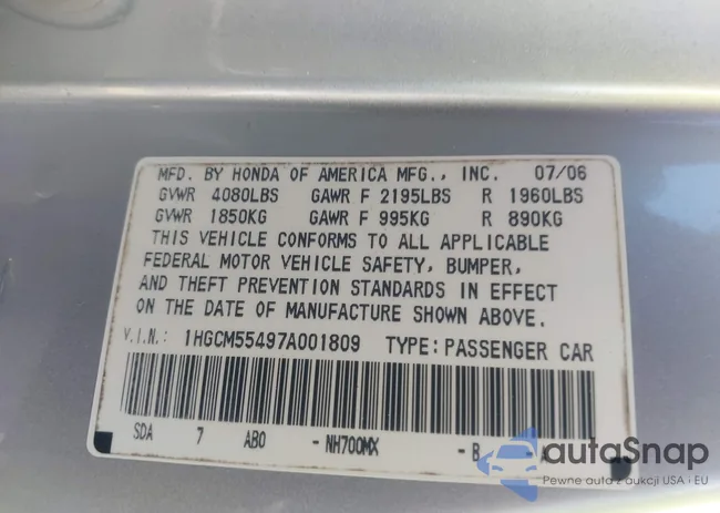 1HGCM55497A001809: 42578247