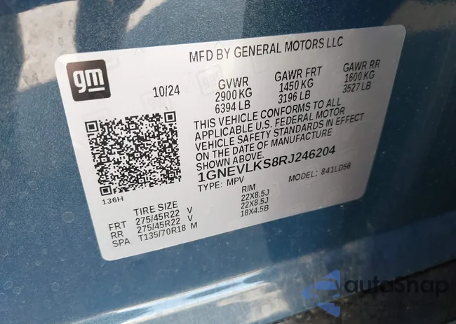 1GNEVLKS8RJ246204: 42578304